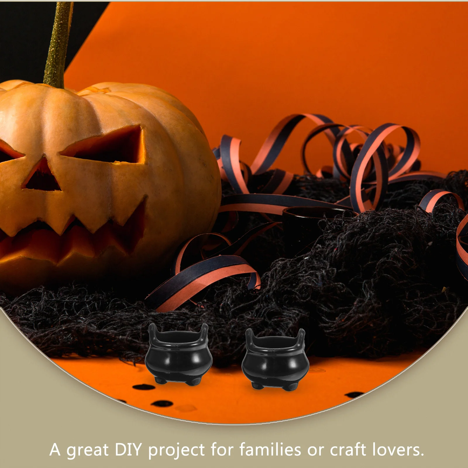 10 Pcs Black Cauldron Halloween Decorations Mini Pots Small Toy Dollhouse Plastic Ghost