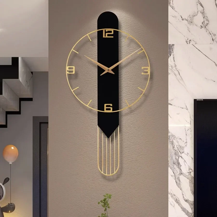 

Living Room Wall Clock Decoration Quartz Gift Round Home Wall Clock Pieces Elegant Art Gold Black Fashion Duvar Saati Wall Decor