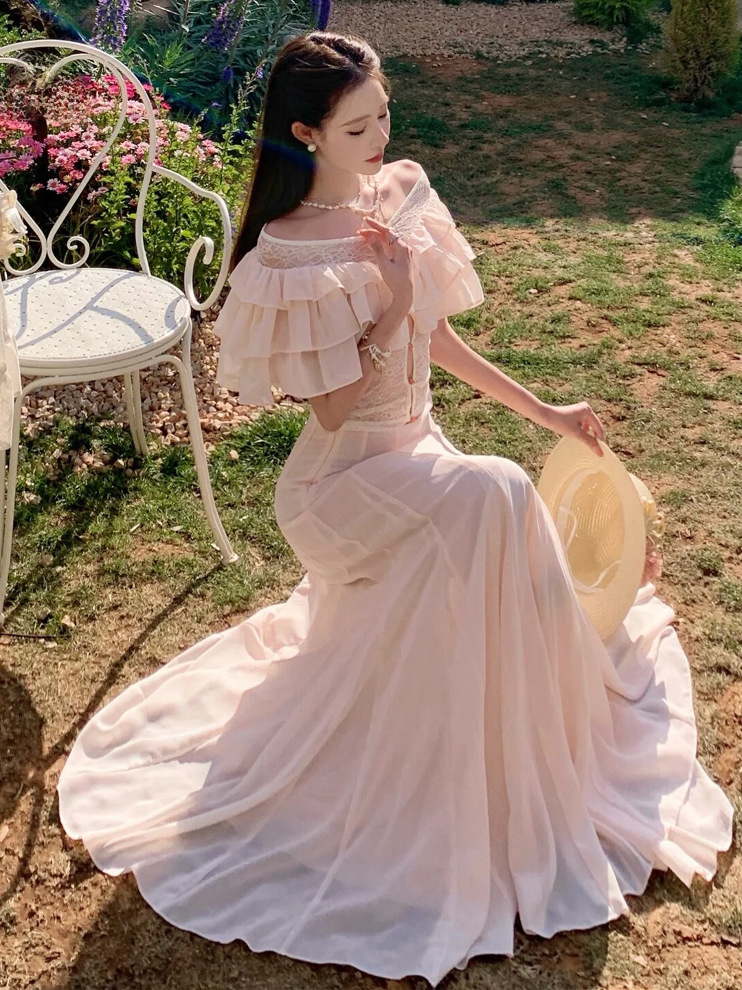 

Gentle Wind Unique One-Shoulder Top Half-Skirt Two-Piece Set Anti-Aging Whole Outfit Summer 2026 Casual Comfortable Cotton