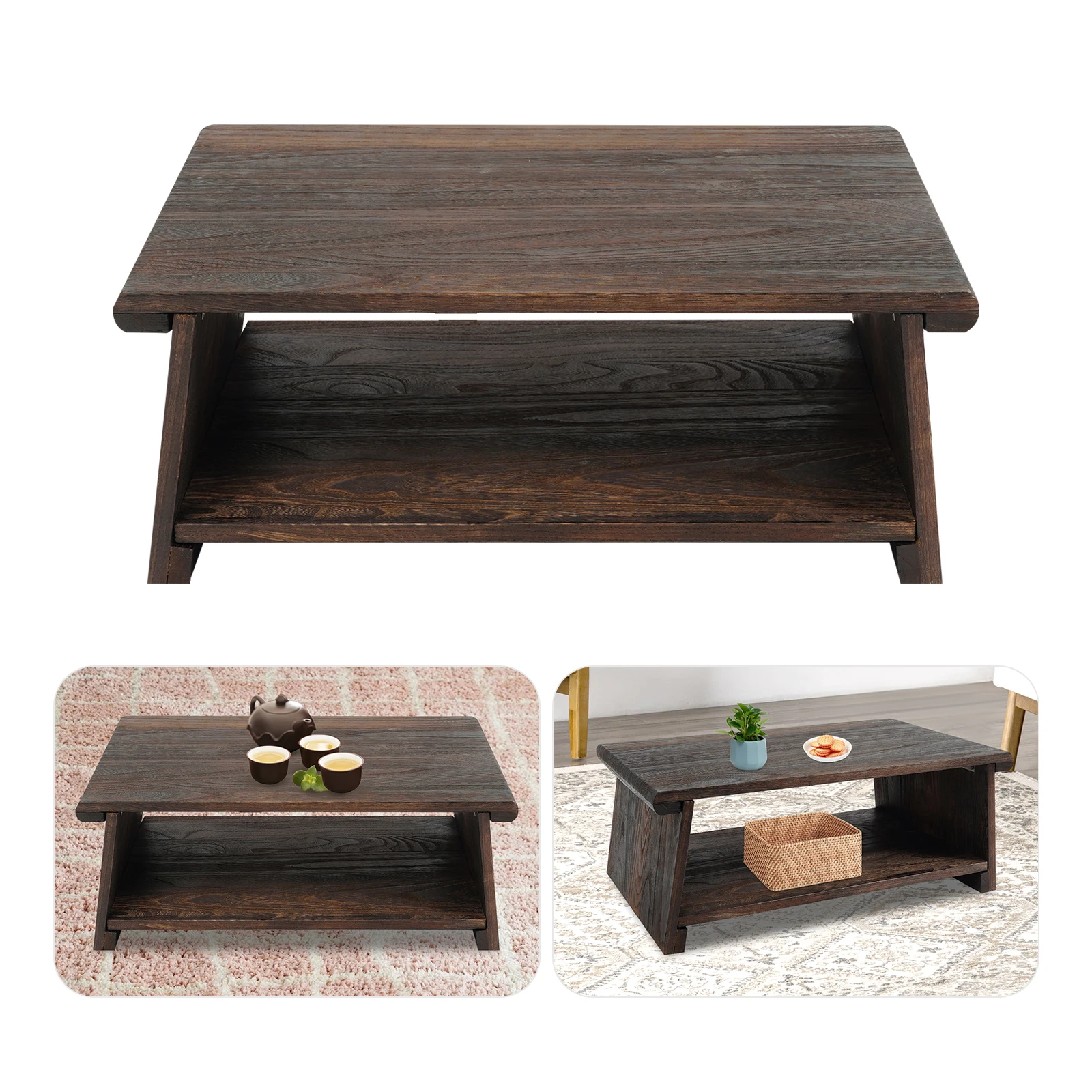 

Brown Solid Wood Folding Meditation Table,Rectangular Freestanding Floor Table 50*30*20cm for Homes,Offices