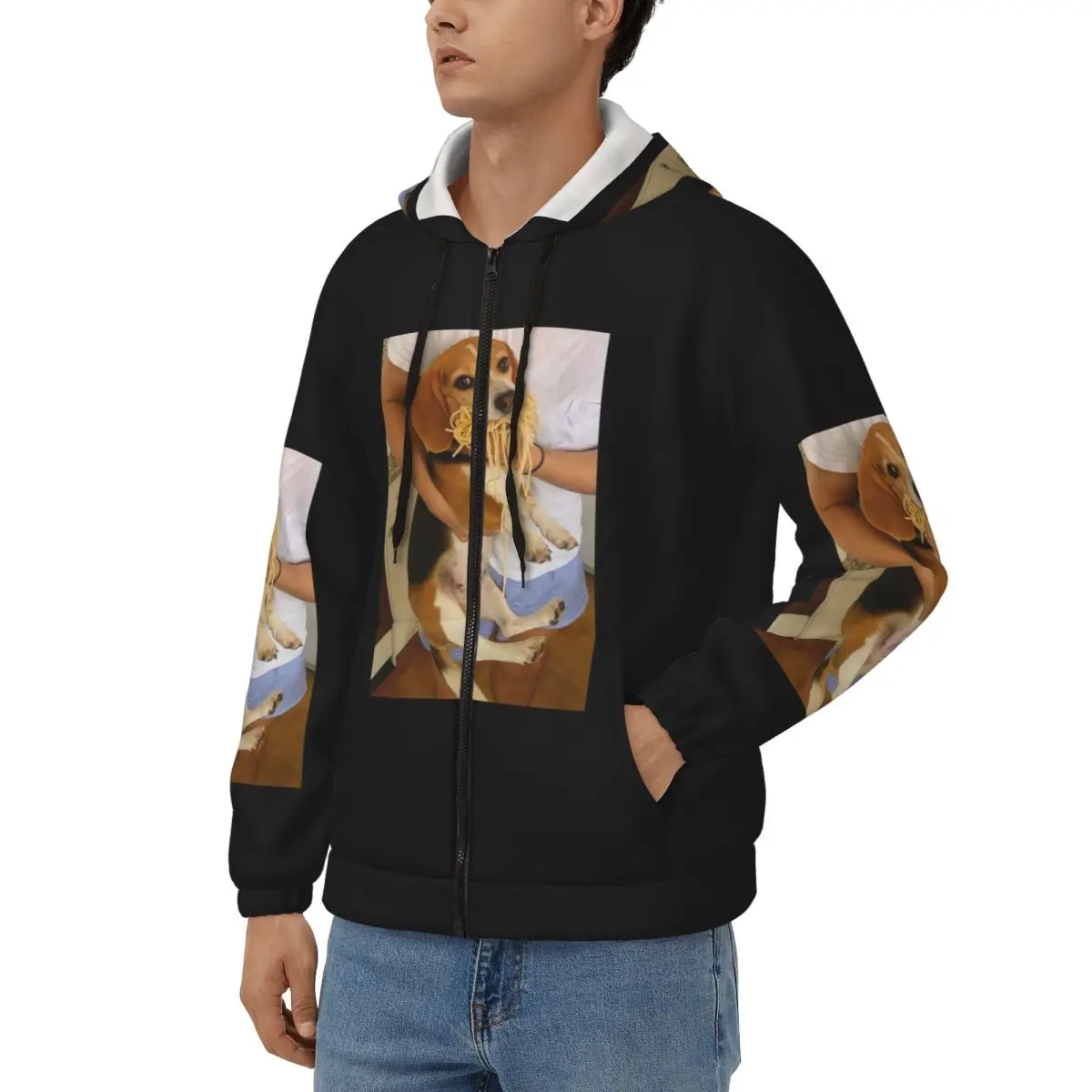 Funny Beagle Dog Design Zipper Hoodie Harajuku Pullover Autumn Winter Men's Women's Sweatshirts Long Sleeve Tops