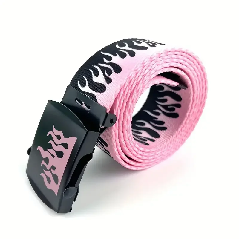 Punk Style Flame Belt - Trendy Hip-hop Street Bad Boy Personality Decoration Durable for Both Men and Women Trendy Eyelet Belt