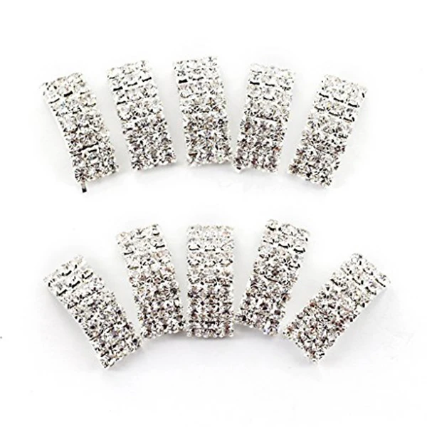 

10Pcs Vaulted Clear Rhinestone Ribbon Buckles Sliders Sparkling Wedding Hair Bow Craft Decoration Sliders Crystal Ribbon Buckles