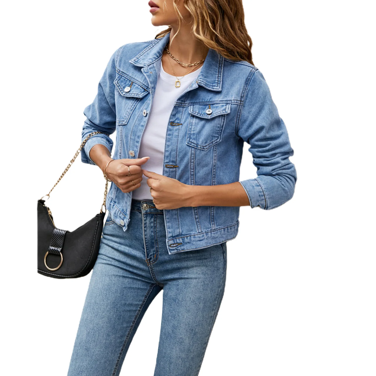Goocheer Women Denim Jacket Blue 5
