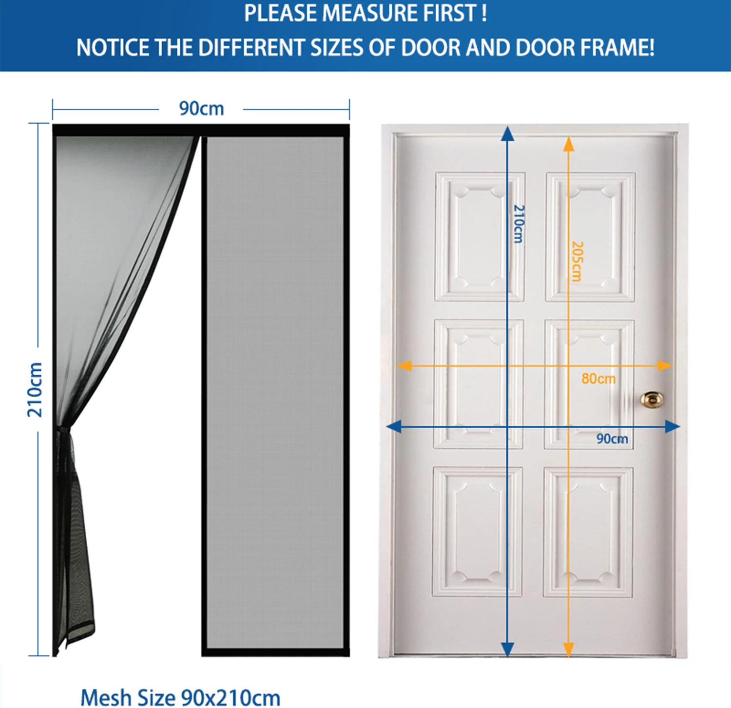 Heavy Duty PP Nano Magnetic Screen Door, Self-Closing Mesh Curtain, Hands-Free, Dustproof, No-Drill Installation