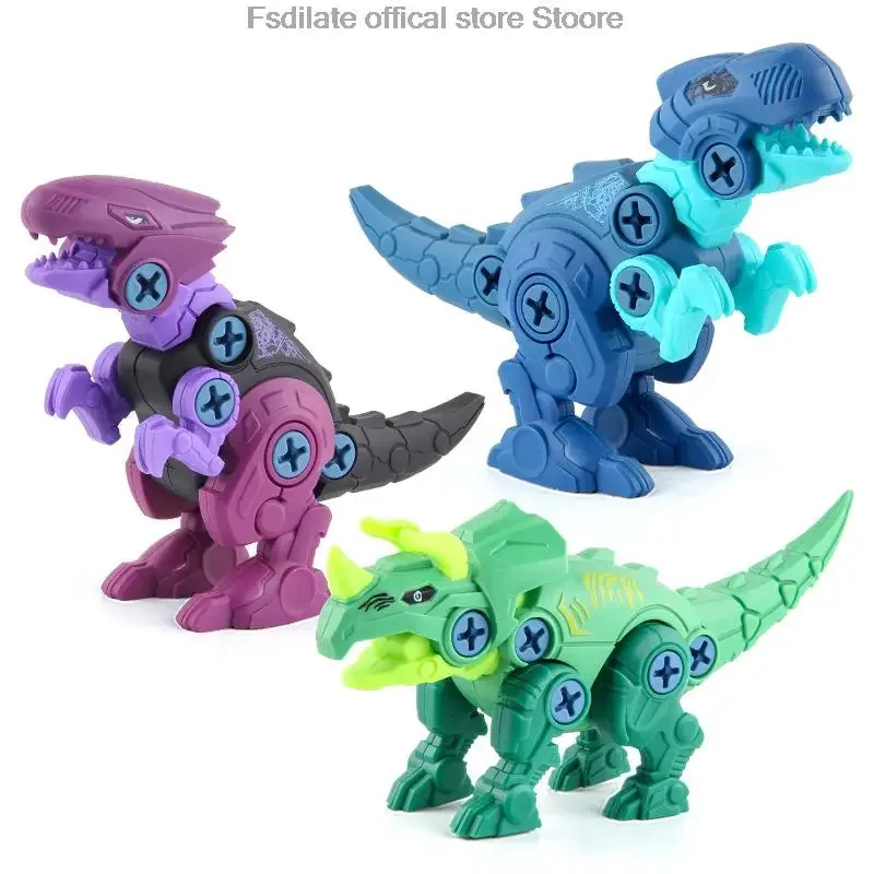 Montagem de tiranossauro rex diy montado dinossauro bloco de construção brinquedos blocos de construção com mini broca elétrica presente para crianças