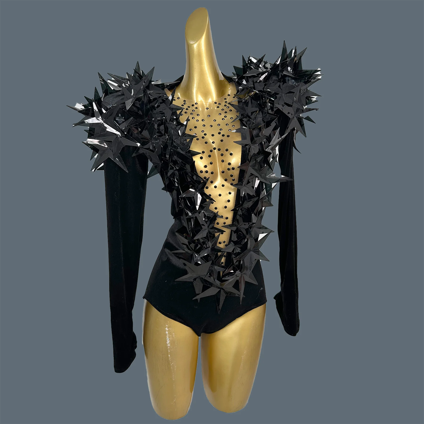 Designer Showgirl chanteur étoile à cinq branches coupe basse body fantaisie velours danse tenue fête Drag Queen artiste porter Hengxing
