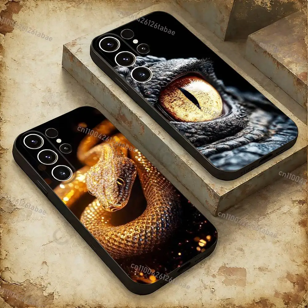 Black White Yellow Snake Pattern Phone Case For Samsung GalaxyA53,51,72,73,31,30,42 Soft Silicone Phone Protective Case