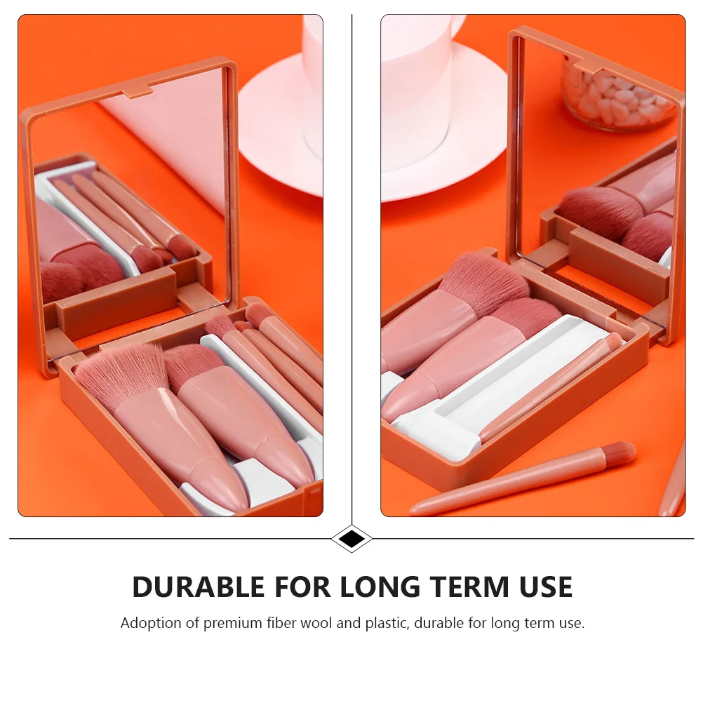 مجموعة فرش مكياج مكونة من 5 قطع من ألياف الصوف الفاخر وظلال العيون الكثيفة وخافي عيوب الأساس وأحمر الخدود وأدوات بودرة الوجه هدية للسفر #3