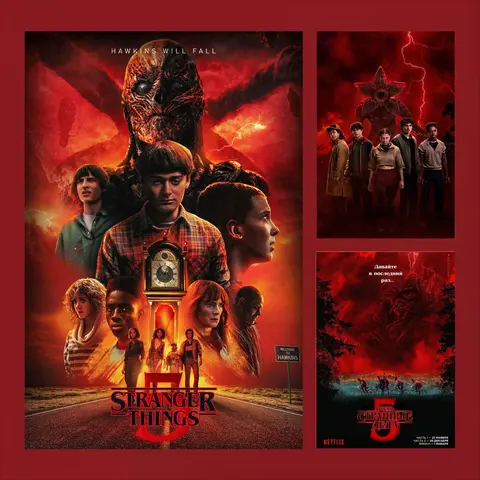 Classic Film S-Stranger T-Things 5 Frameless Canvas Core HD Poster Home Decoration Movie Peripheral Bedroom Decoration
