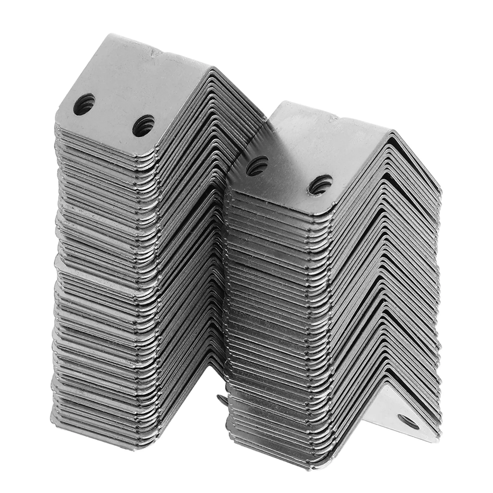 100pcs L-Shaped Corner Braces Nickel-Plated 90° Metal Angle Brackets for Furniture Table Chair Fixation