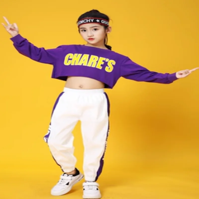 Mädchen Hip Hop Crop Top Kleidung setzt Kinder Sweatshirt Jogger Kind Streetwear Street Dance Hose Outfits Teen Jazz Bühne Kostüme