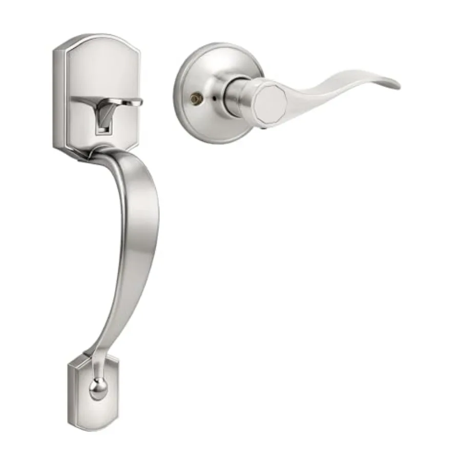 

Front, Single Cylinder Front Only, Brushed Nickel Entry Handleset, Reversible for Right and Left Door