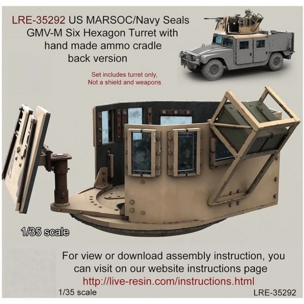 1/35 resin unpainted model kit, US Navy SEAL GV-M hexagonal turret (with protective shield) unassembled and unpainted GK