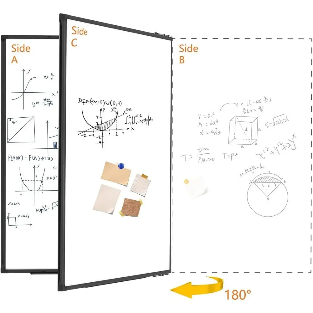 لوح مسح جاف مغناطيسي بإطار من الألومنيوم قابل للطي مقاس 48 × 36، سبورة بيضاء للمدرسة والمكتب والاستخدام المنزلي