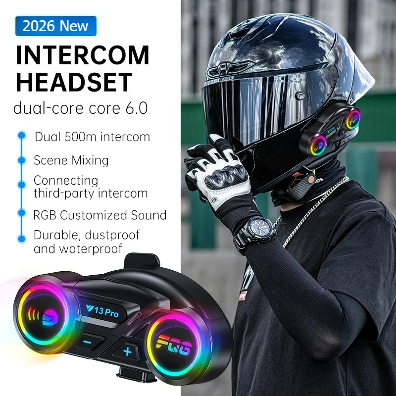 Y13 pro Motorcycle Helmet Bluetooth Headset with 500M Intercom Distance V6.0 Chip Stereo FM Radio Music Sharing Feature