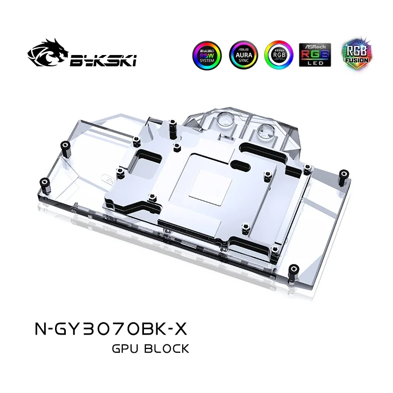 Bykski N-GY3070BK-X Water Block Use for GALAXY RTX3070 OC/3060Ti / KFA2 RTX 3070 SG (1-Click OC) / Full Cover Copper Radiator