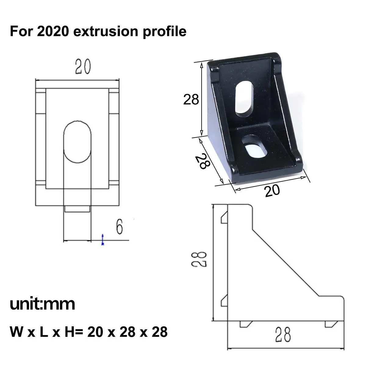 5pcs/10PCS 2020 3030 Corner Bracket Fitting Black Angle Aluminum Connector 3060 4040 4080 for Industrial Aluminum Profile