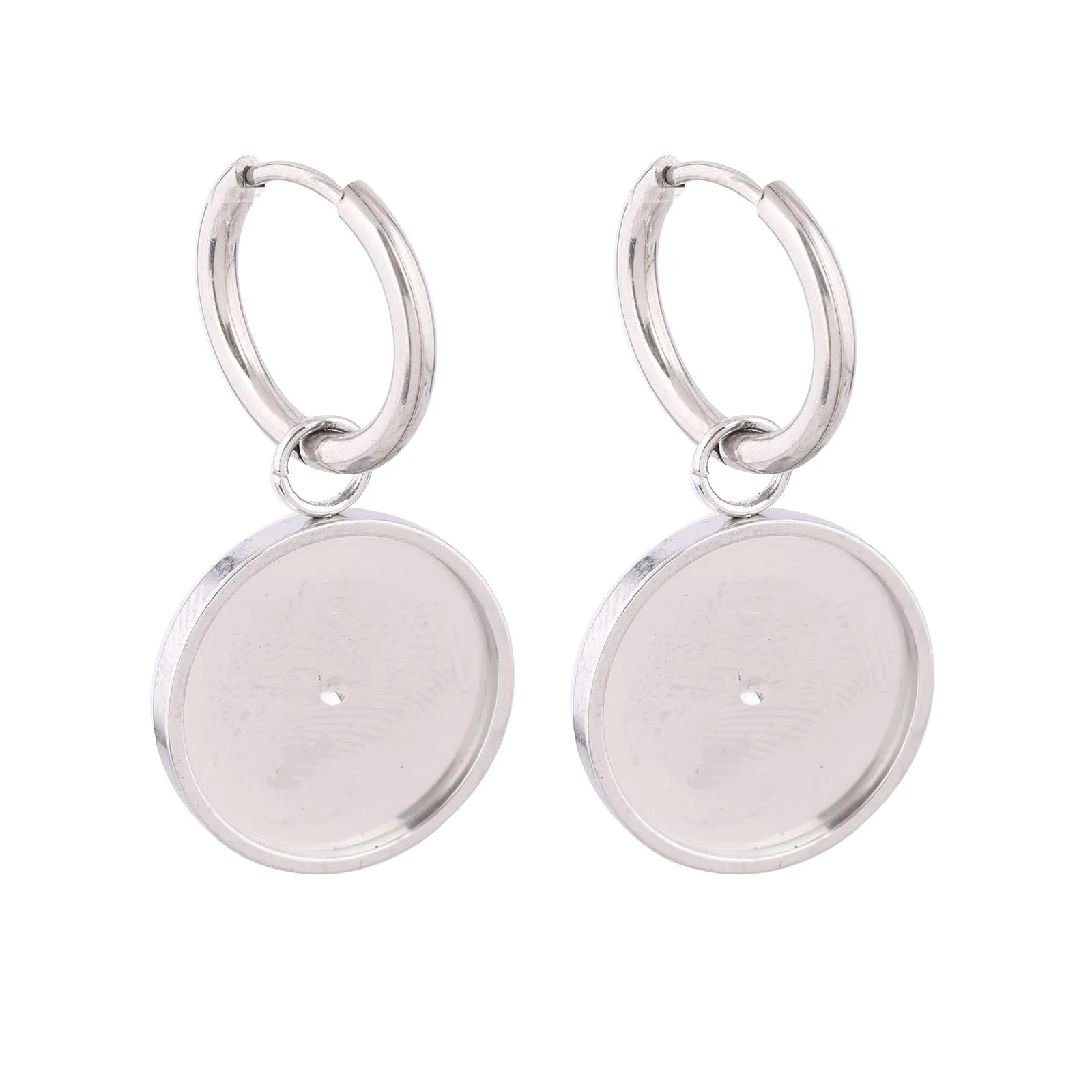 10 قطعة الفولاذ المقاوم للصدأ Leverback القرط قاعدة الفراغات النتائج صالح 16 مللي متر كابوشون أقراط الحافة إعداد الصواني Diy بها بنفسك صنع المجوهرات #1