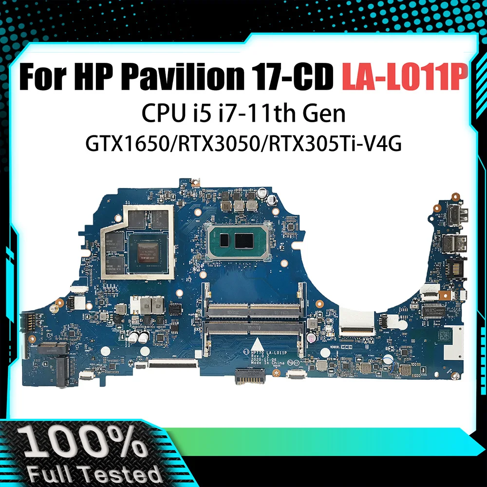 

LA-L011P Notebook Mainboard For HP 17-CD Laptop Motherboard i5-11300H i7-11370H RTX3050/RTX305Ti M53288-601 M43267-601 V4G