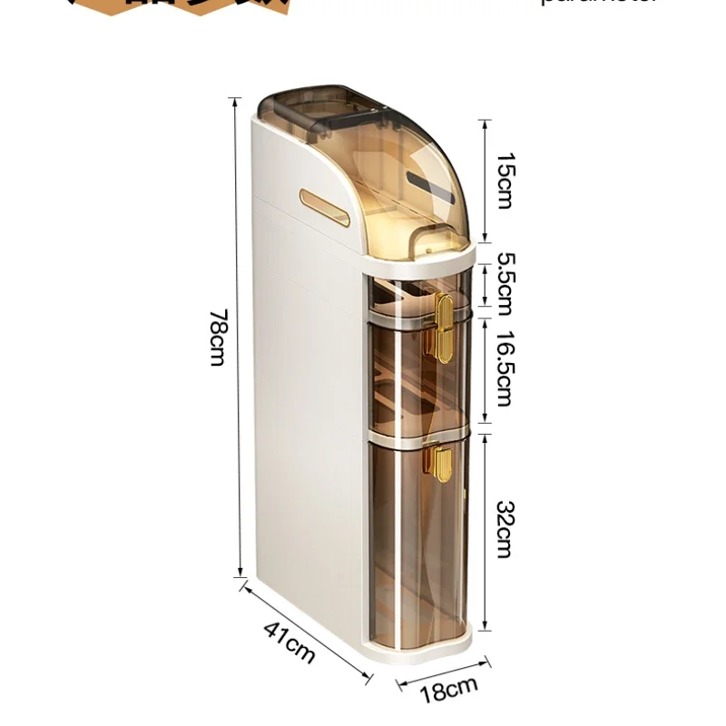 Kitchen Plastic Storage Rack 18cm Narrow Cabinet Storage Shelf Drawers Closet Bathroom Organizer with Transparent cover