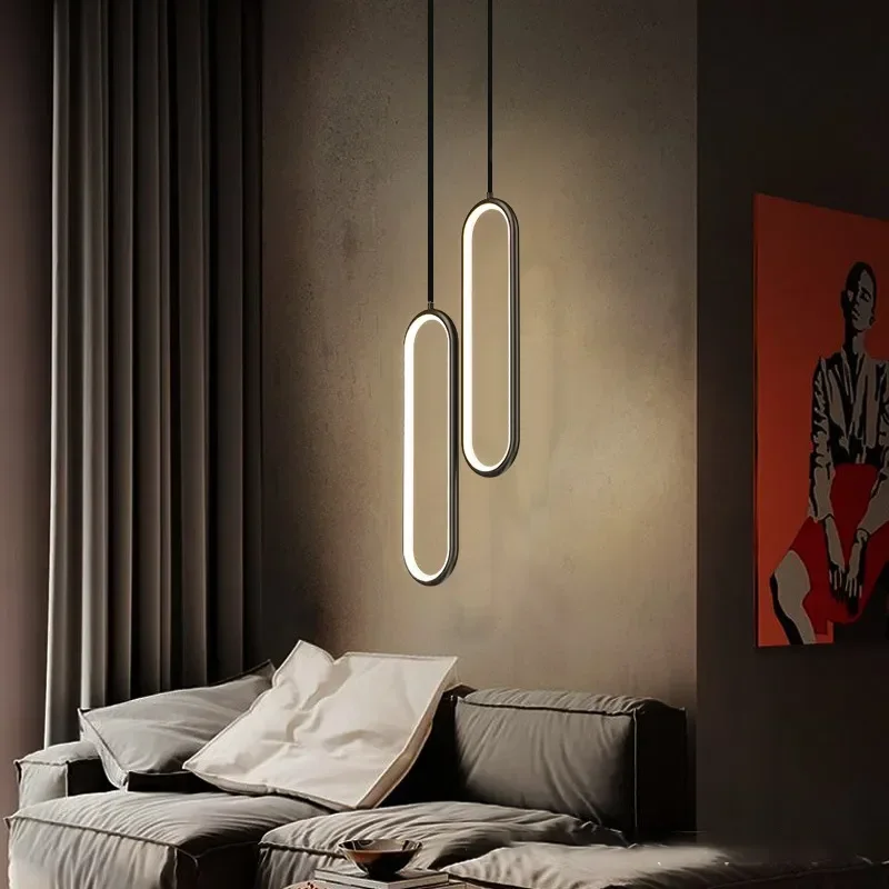 

Modern Minimalist LED Pendant Light Lustre Chandelier For Bedroom Restaurant Living Room Gold Hanging Lamps Interior Home Decor