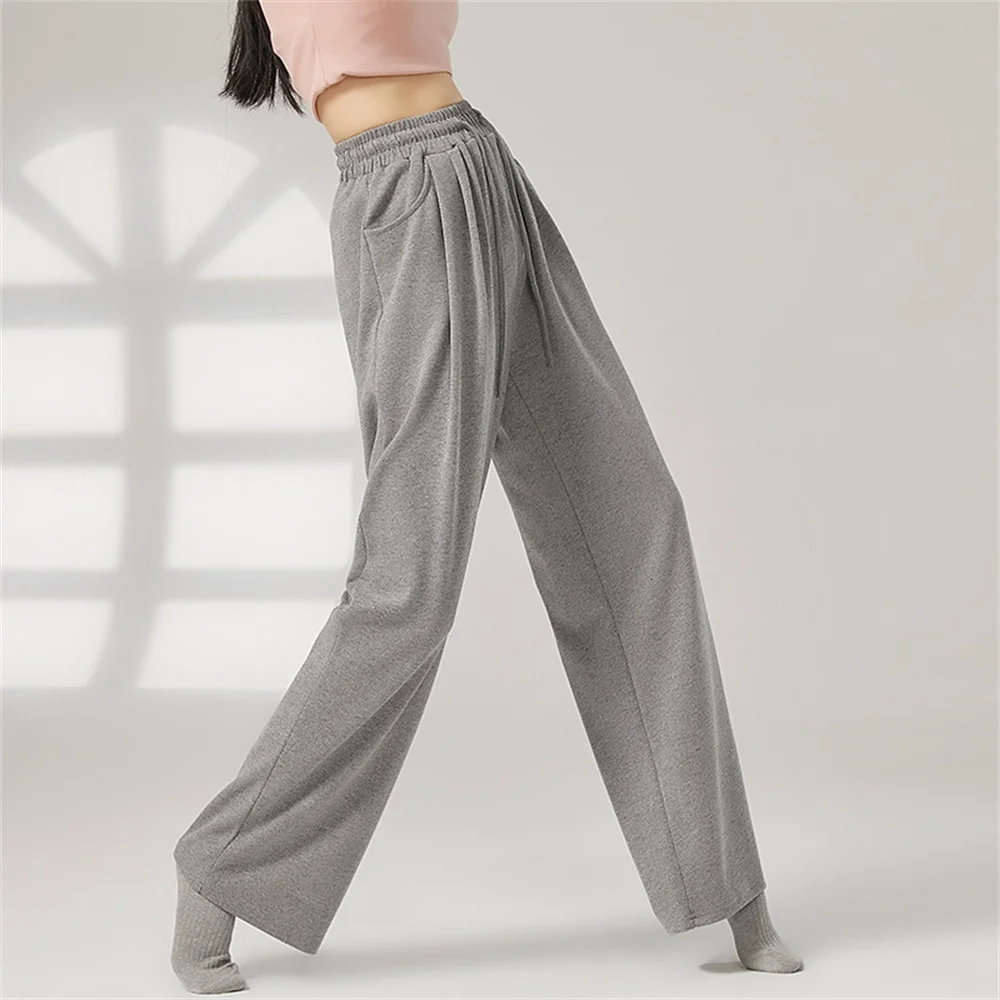 Women Loose Yoga Pants Autumn Soft Drawstring High Waist Modern Dance Sport Wide Leg Clothes Classical Dancing Training Trousers