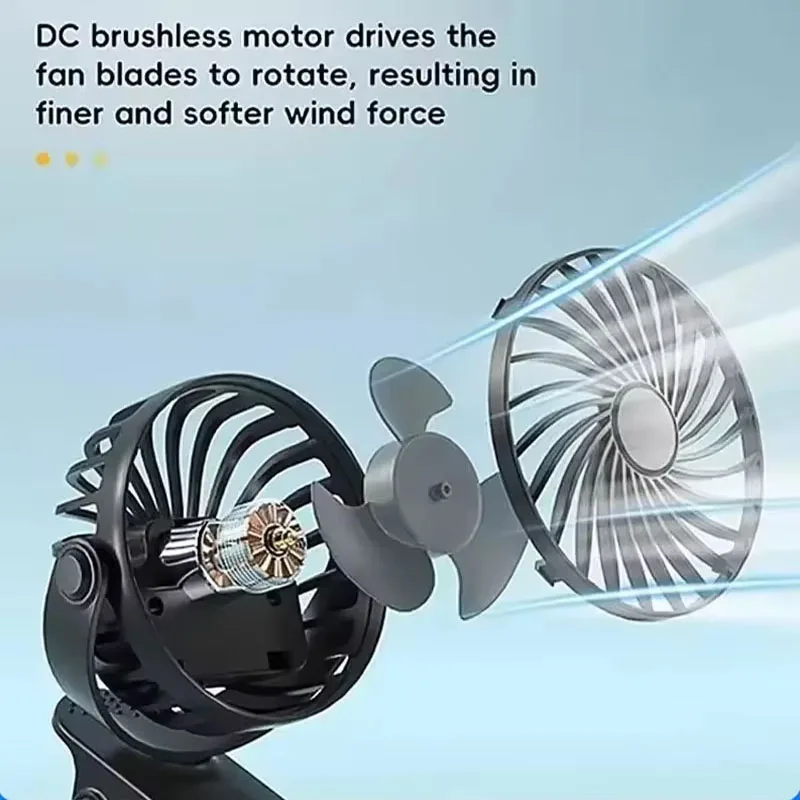 USB Rechargeable Table Fan Clip-on Type Portable Mini Desk Fan Hanging Clip Fan Night Light Air Cooler Outdoor Fans Amagi