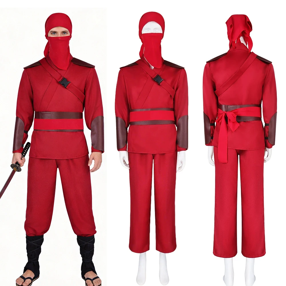Disfraz de Ninja Rojo de la Película New Day, Conjunto Completo de Pantalones y Top para Hombre Adulto, Uniforme para Halloween