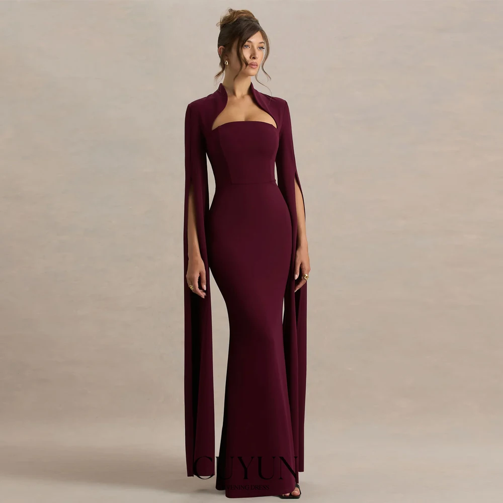 

CUYUN 2025 элегантные вечерние платья русалки с накидкой на рукавах для торжественных случаев, вечернее платье по индивидуальному заказу для свадебных гостей