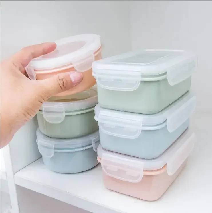 Home Round Plastic Refrigerator Crisper Kitchen Food Storage Sealed Box Lunch Grains Tank Sorting Container