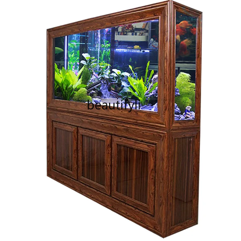 Ecological Chinese Fish Tank Bottom Filter Aquarium Retro Domestic Large Screen Glass Ultra White Mute