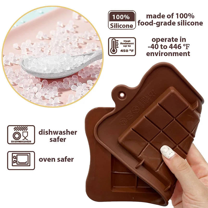 Chocolate Bar Molds Silicone Bars Making Fondant Coffee Mould BPA Free Easy Release Non-Stick for Protein Energy Handmade Gifts