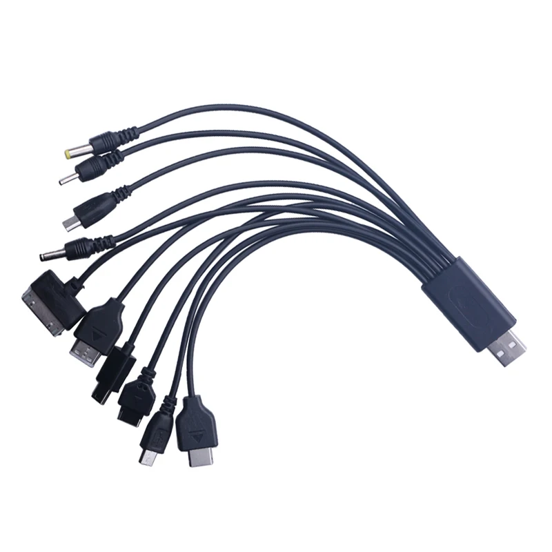 10In1 USB to Multi-ports USB Cable Universal Phone Charging Cable Multi-head Charging Cable Cord For Samsung Nokia Phone Charger