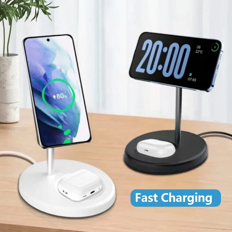 2-in-1 Magnetic Wireless Charger Stand for iPhone 17 16 15 14 13 12 AirPods 4/3 Pro for MagSafe Fast Wireless Charging Stantion view 2