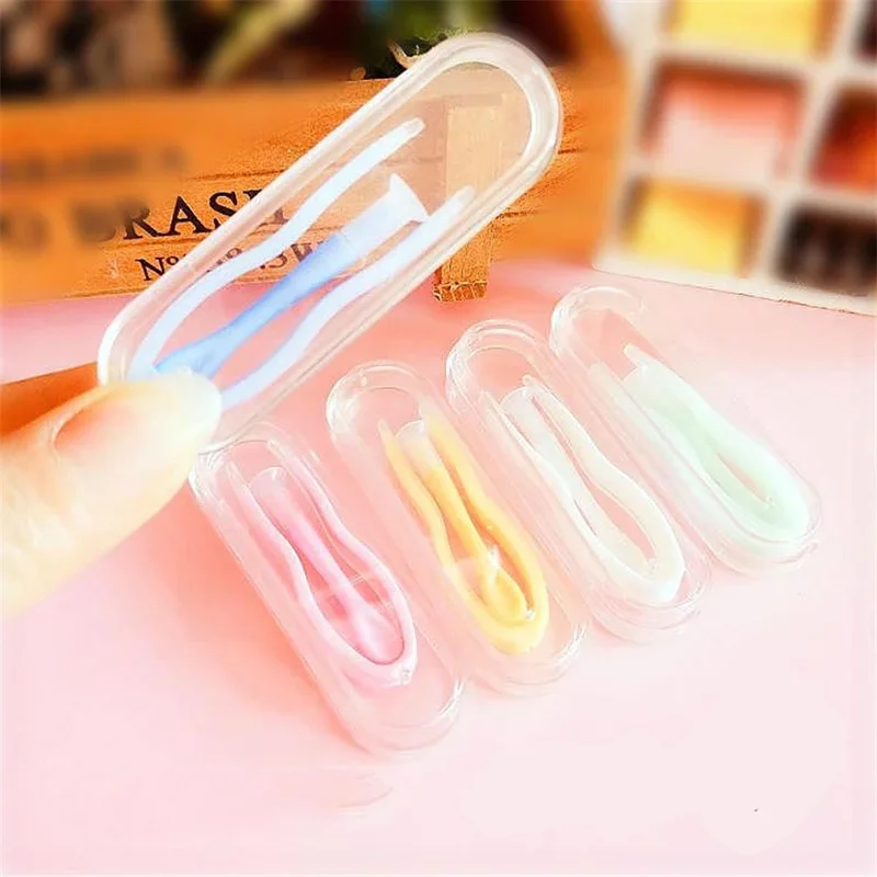 

Color Contact Lens Case Clip Stick Tweezers Combination Box Piece Clip Set for lenses random color Case