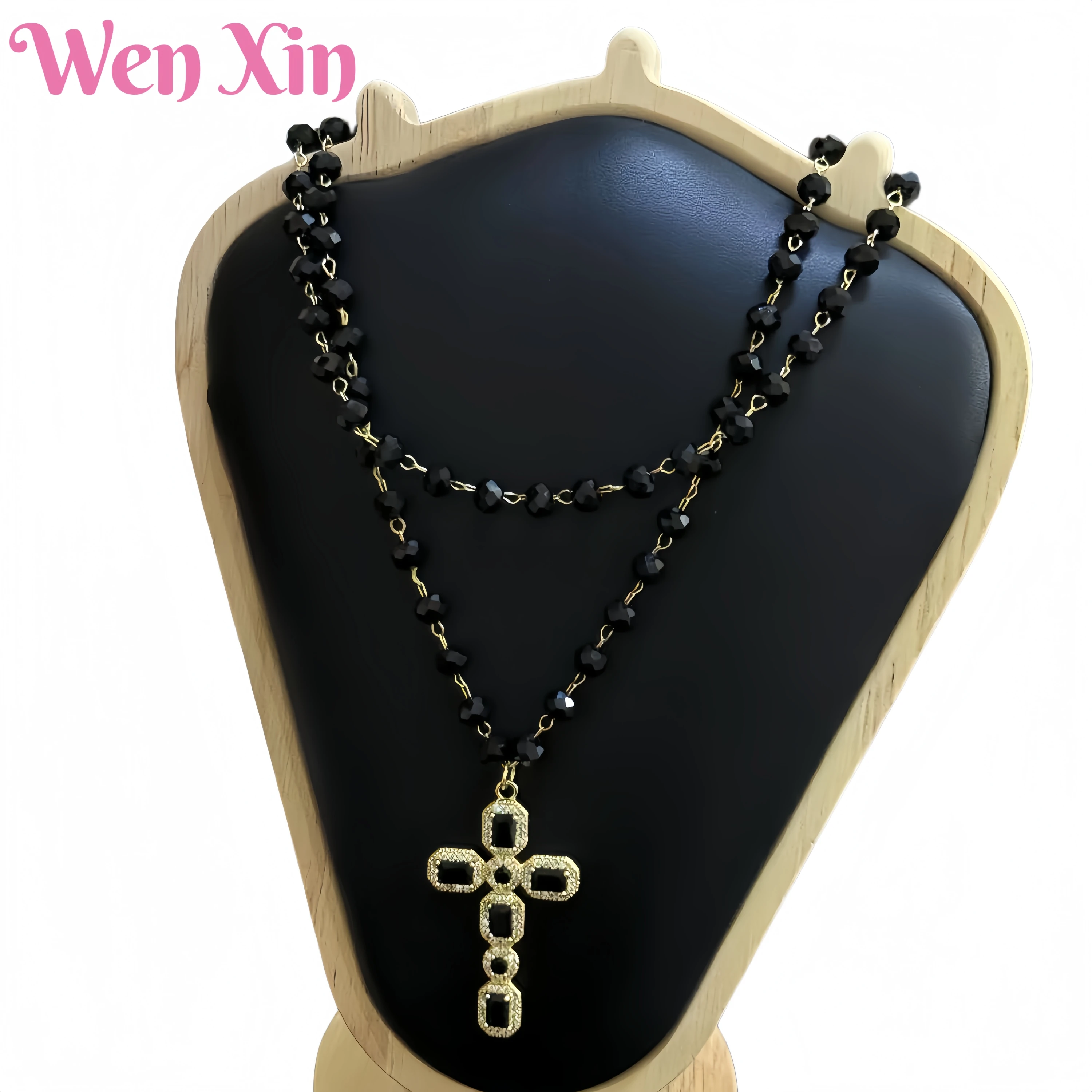 

WENXIN Brand MUSHAN MCT High Quality Black Zircon Cross Pendant Necklace Fashion Jewelry Accessories Fine Jewelry