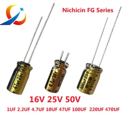 10pcs NICHICON FG Series  16V 25V  50V  1UF 2.2UF 4.7UF 47UF 100UF 220UF 470UF Electrolytic Capacitors HIFI Audio Capacitor