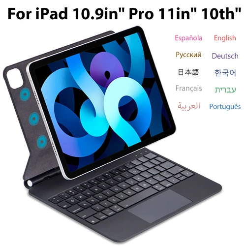 Para Ipad funda para teclado para Ipad 10th 11in 12,9in teclado mágico magnético retroiluminado teclado inalámbrico Bluetooth accesorios para Ipad