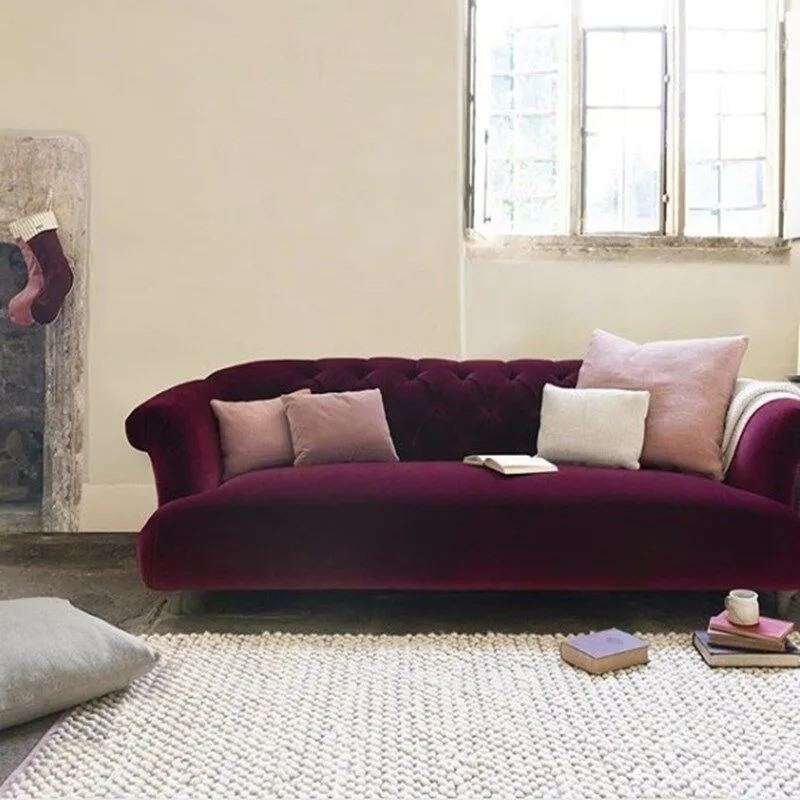 Home French retro designer velvet double sofa Nordic simple small apartment mini casual buckle furniture combination