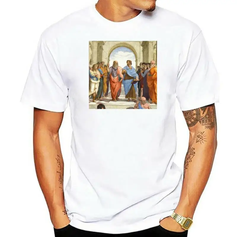 2022 Fashion Men T shirt Plato and Aristotle School of Athens by Raphael T Shirt