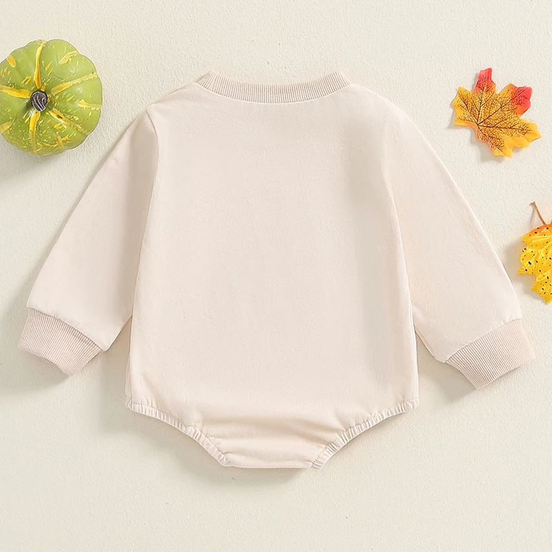 

Infant Halloween Cozy Jumpsuit with Long Sleeves and Pumpkin Print Adorable O Neck Sweatshirt Romper for Babies