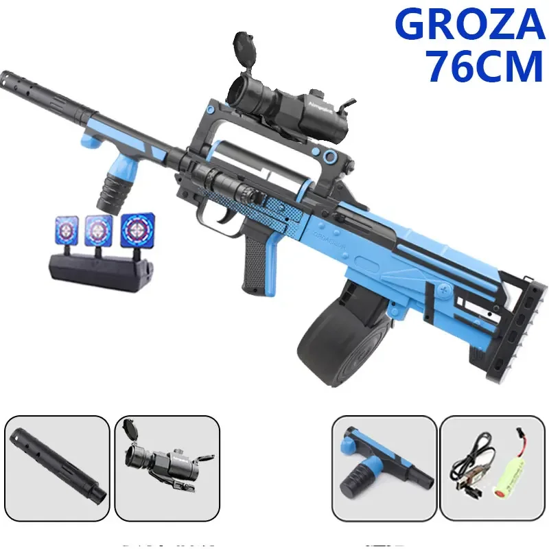 GROZA Gel Gun Kid Soft Bullets Toy Gun Automatic Gun Splatter Ball Blasting Gun Electric Shooting Toy Adults CS Fake Gun Toy