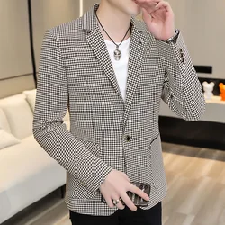 Men's light luxury boutique fashion handsome trend advanced sense of small MIg Korean version slim-fit casual suit jacket