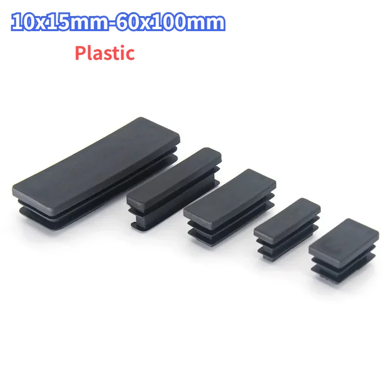 Rectangular Pipe Tube Cap Black Plastic Blanking End Caps Insert Plugs Bung Furniture Tables Chairs Foot Pads Protectors