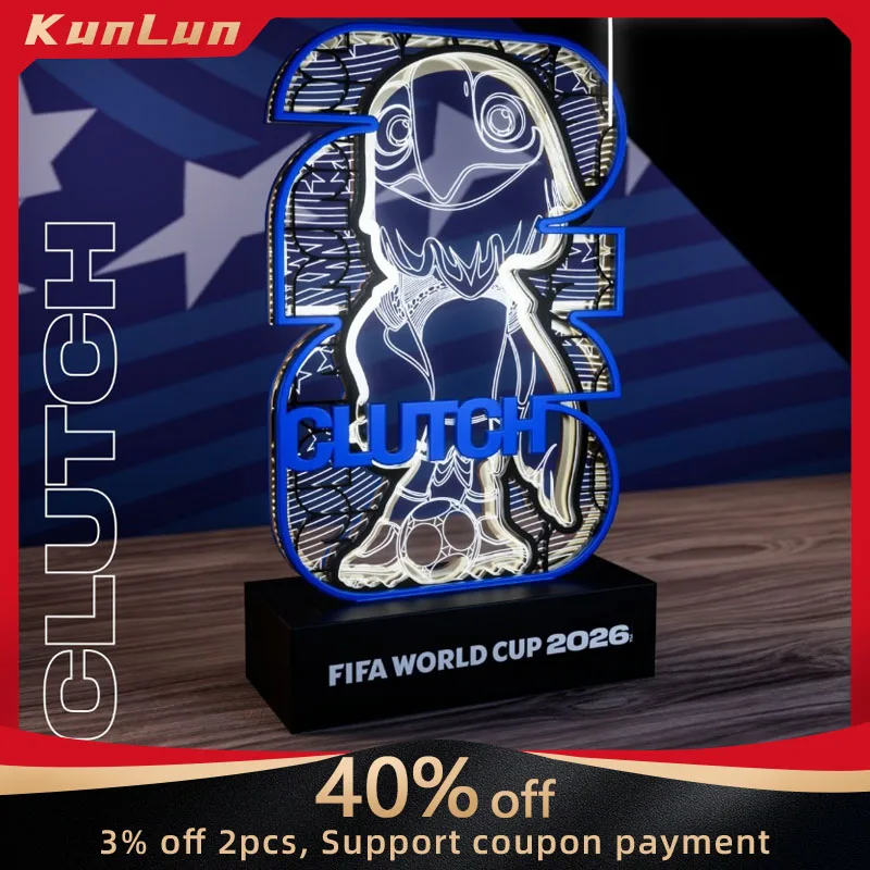 Luz LED de la Mascota de la Copa Mundial FIFA 2026, Oficialmente Licenciada, Panel de Luz RGB 3D, Regalo Coleccionable para Fanáticos del Fútbol, Decoración de Habitación, Juguete
