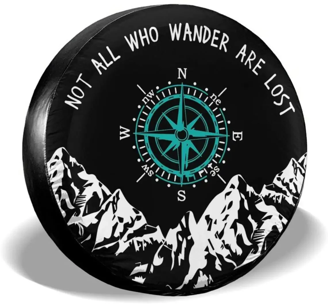 cozipink Mountain Compass Camper Nature Spare Tire Cover Wheel Protectors Weatherproof Universal for Trailer Rv