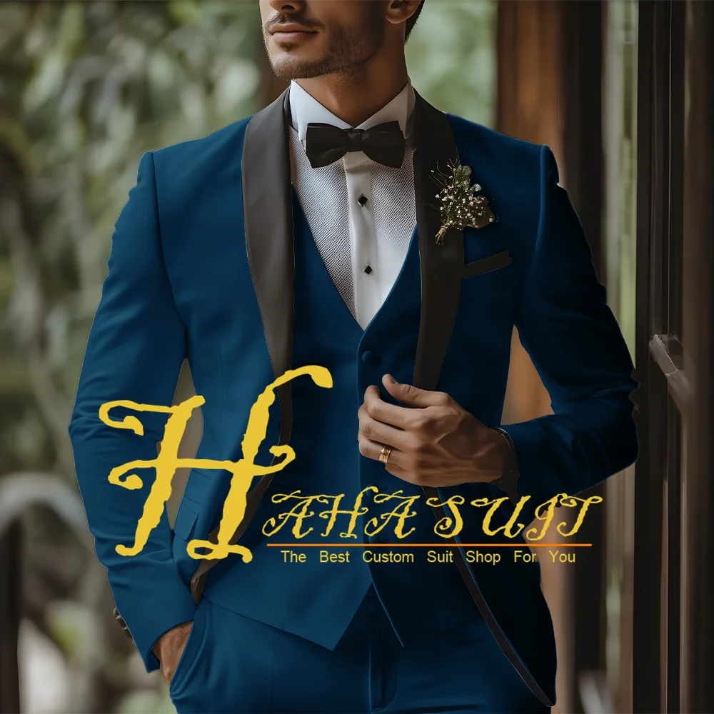 

Men's Suit 3-Pieces Jacket Slim Fit One Button Blazer Fashion New Formal England Male Dress Coat Trousers Pants Set