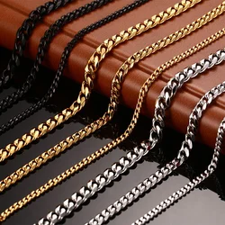 New Style Stainless Steel Cuban Chain Gold Color Black Color Fashion Hip Hop Men And Women Necklace Jewelry