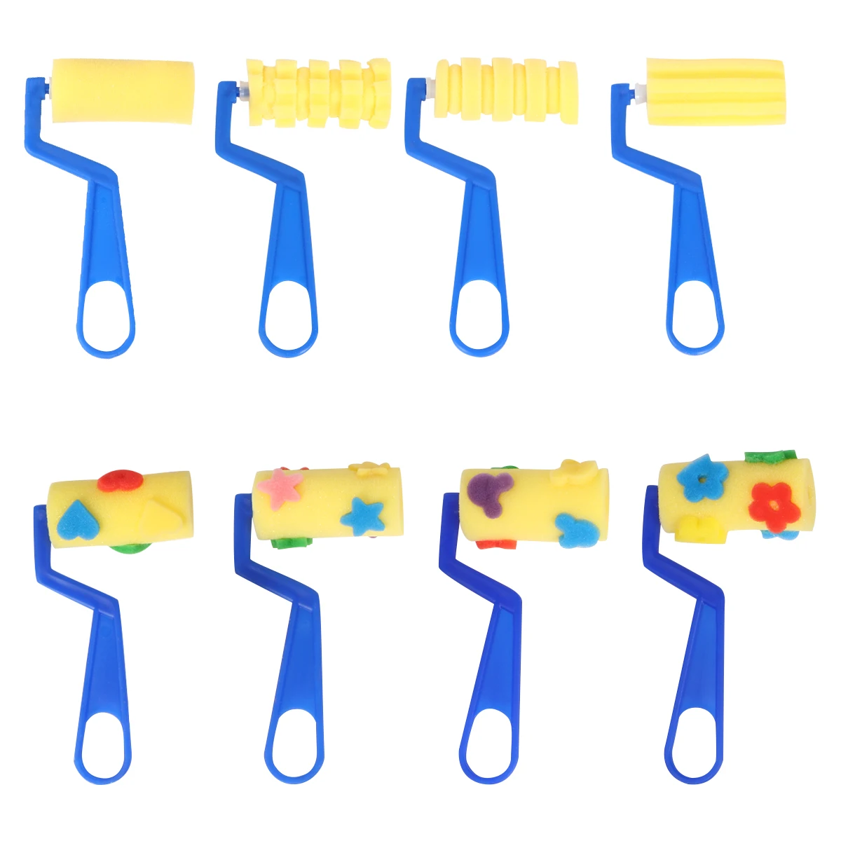 

8 pcs Sponge Paint Roller Set Premium Material Art Drawing Graffiti Tool H Design Foam Brush Pattern Painting Preschool